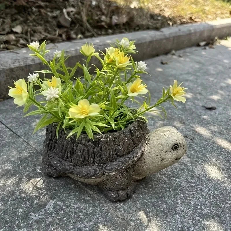 Turtle Resin Succulent Flower Pot – Cute Plant Planter for Home & Office Decor