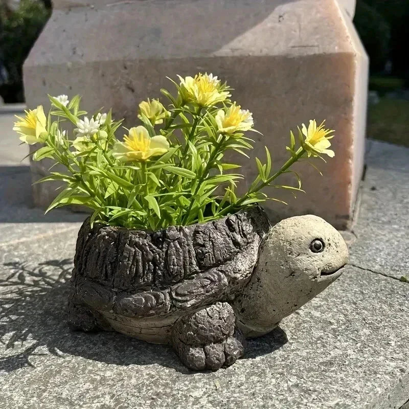 Turtle Resin Succulent Flower Pot – Cute Plant Planter for Home & Office Decor