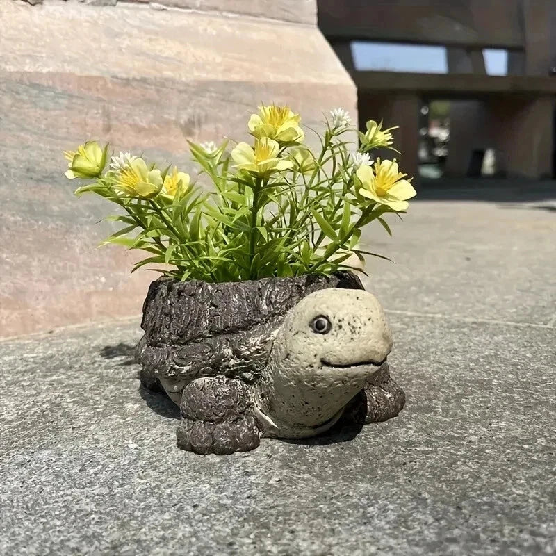 Turtle Resin Succulent Flower Pot – Cute Plant Planter for Home & Office Decor
