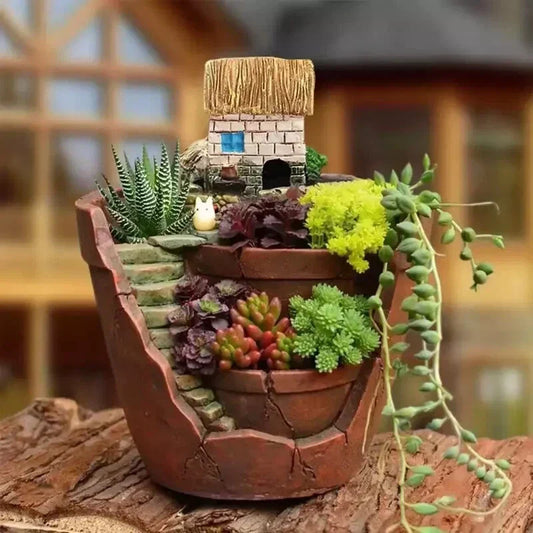 City of Sky Resin Planter Pot | Mini Creative Resin Flower Pot | indoor outdoor