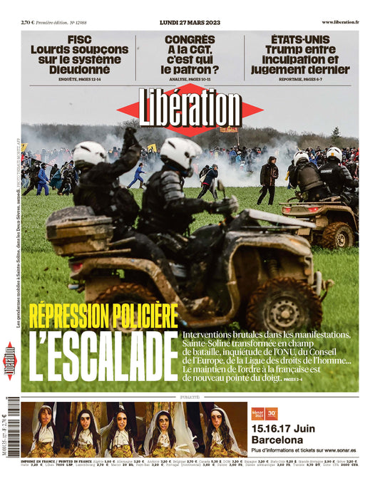 R¨¦pression polici¨¨re : l'escalade. 27 mars 2023