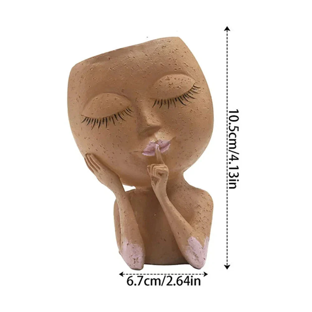 European Girl Face Resin Planter Pot – Creative Flowerpot for Succulents &amp; Decor